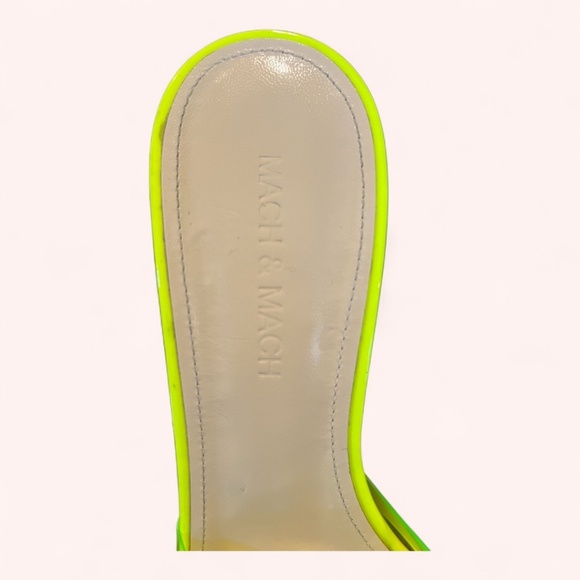 Mach & Mach Neon Yellow Square Toed Double Bow Italian PVC Mules Size EU 39/39.5 - Picture 3 of 10